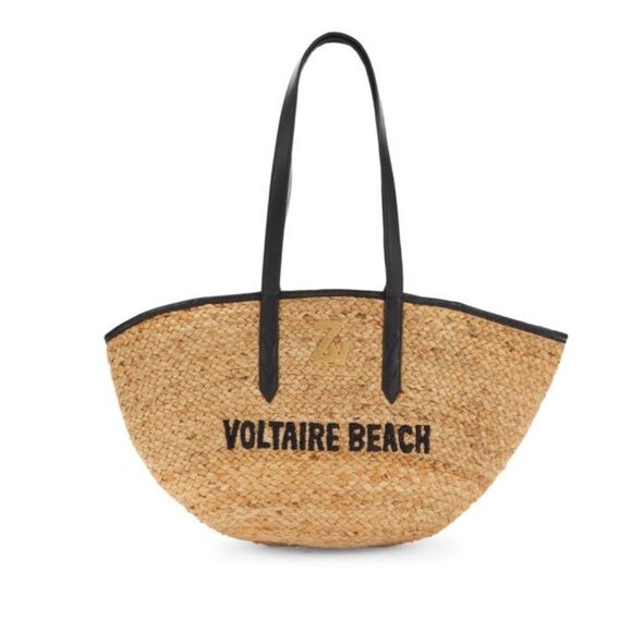 Zadig & Voltaire Initiale Woven Jute Tote FLAWED - Picture 6 of 14